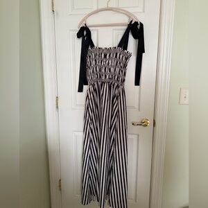 Striped Dress with Tie Straps - Black & Ivory